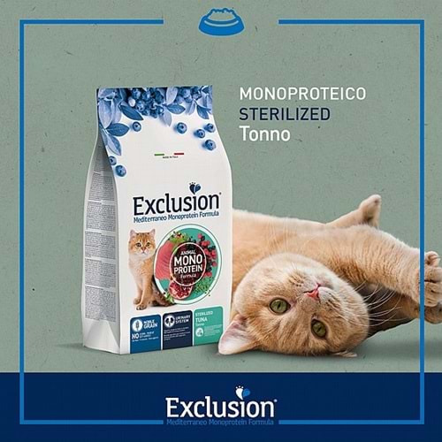 Exclusion Monoprotein Ton Balıklı ve Narlı Düşük Tahıllı Kısırlaştırılmış Kedi Maması 1,5kg