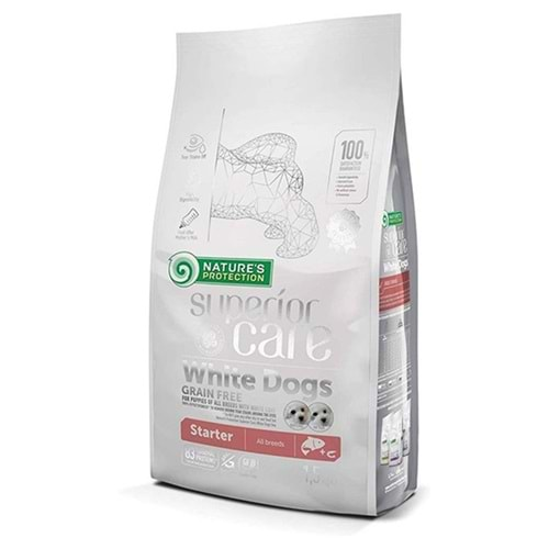 Nature's Protection Starter Beyaz Tüylü Köpekler için Somonlu Tahılsız Yavru Köpek Maması 1,5kg