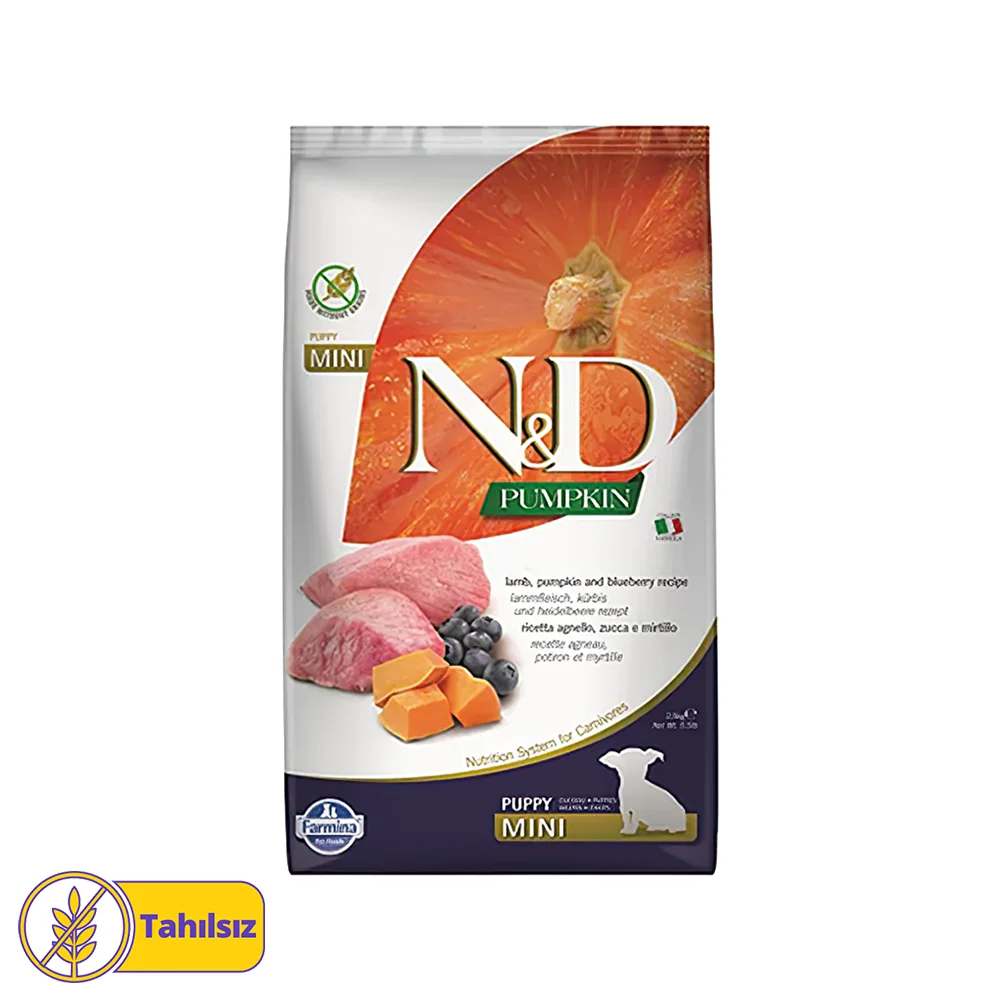 N&D Tahılsız, Bal Kabaklı, Yaban Mersinli & Kuzu Etli Küçük Irk Yavru Köpek Maması (2,5 kg)